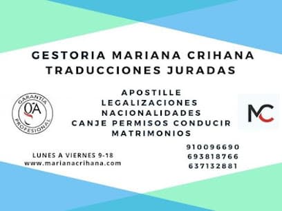 Foto de Gestoría Mariana Crihana Nacionalidad Apostile Traducciones Legalizaciones
